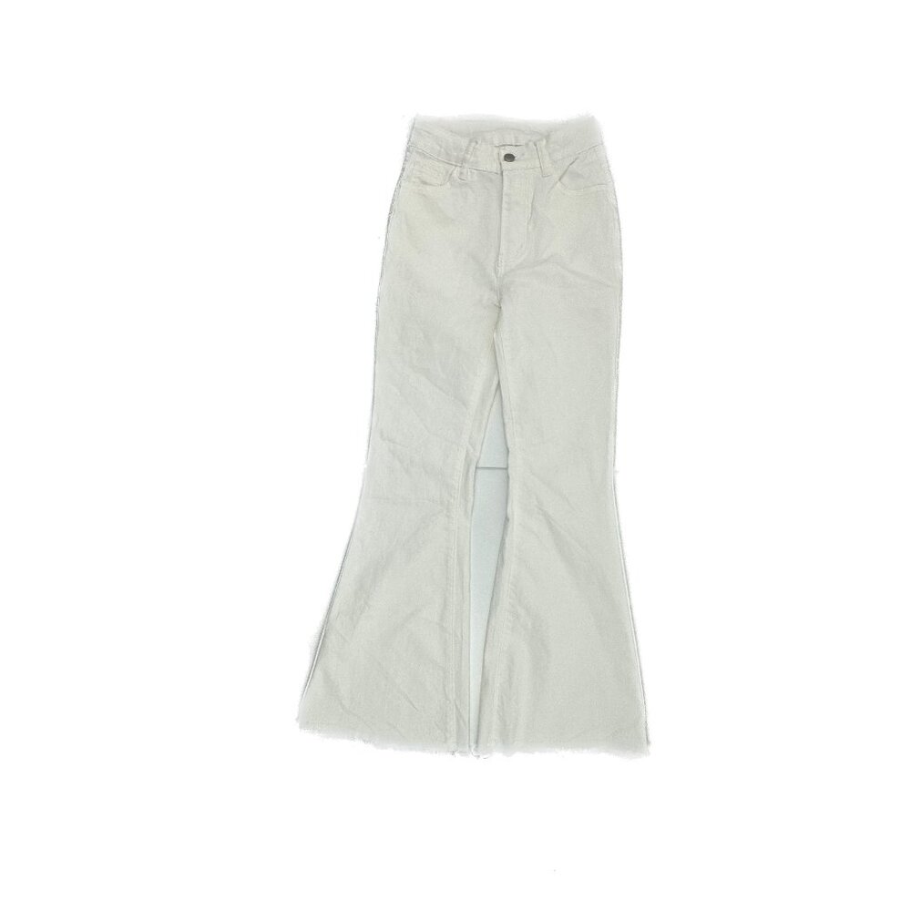 Shein Flare Raw Hem Women's size XSP Ivory Denim Jeans